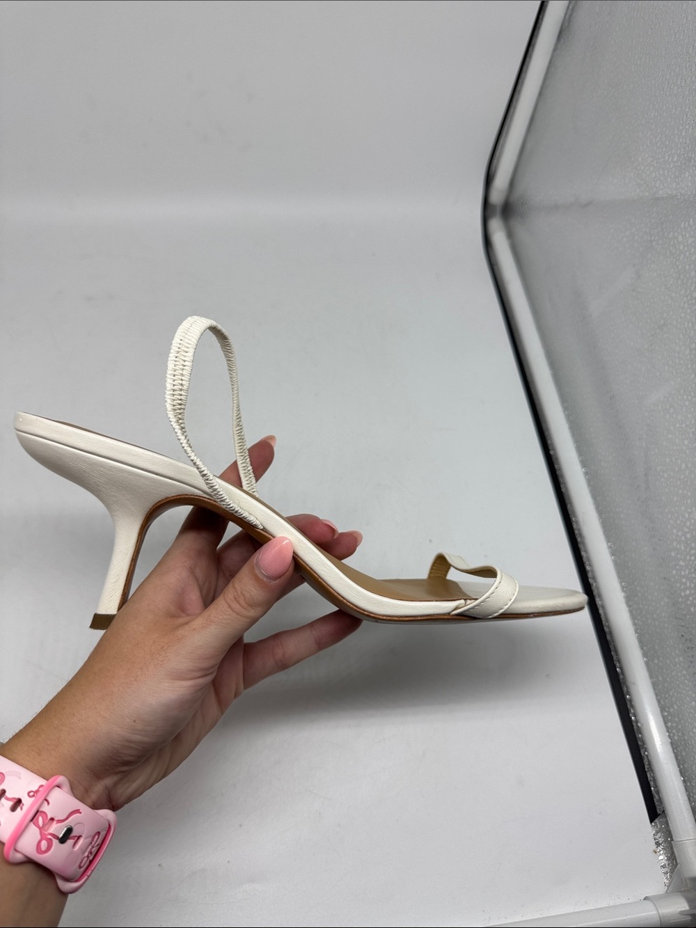 Reformation White Sling Back Heels Size 10 - Picture 4 of 16